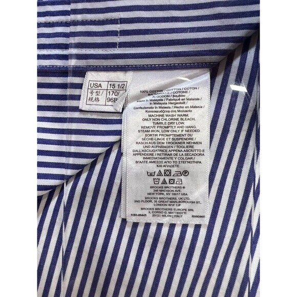 Brooks Brothers Regent 15.5-34 Striped Non-Iron Long Sleeve Button Down Shirt - Picture 7 of 11